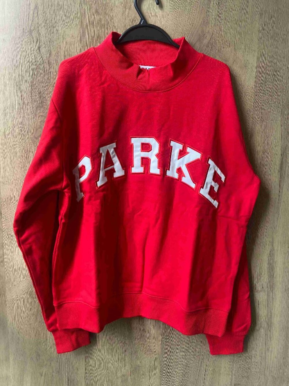 PARKE Red Letter Patch Mock Neck Sweatshirt